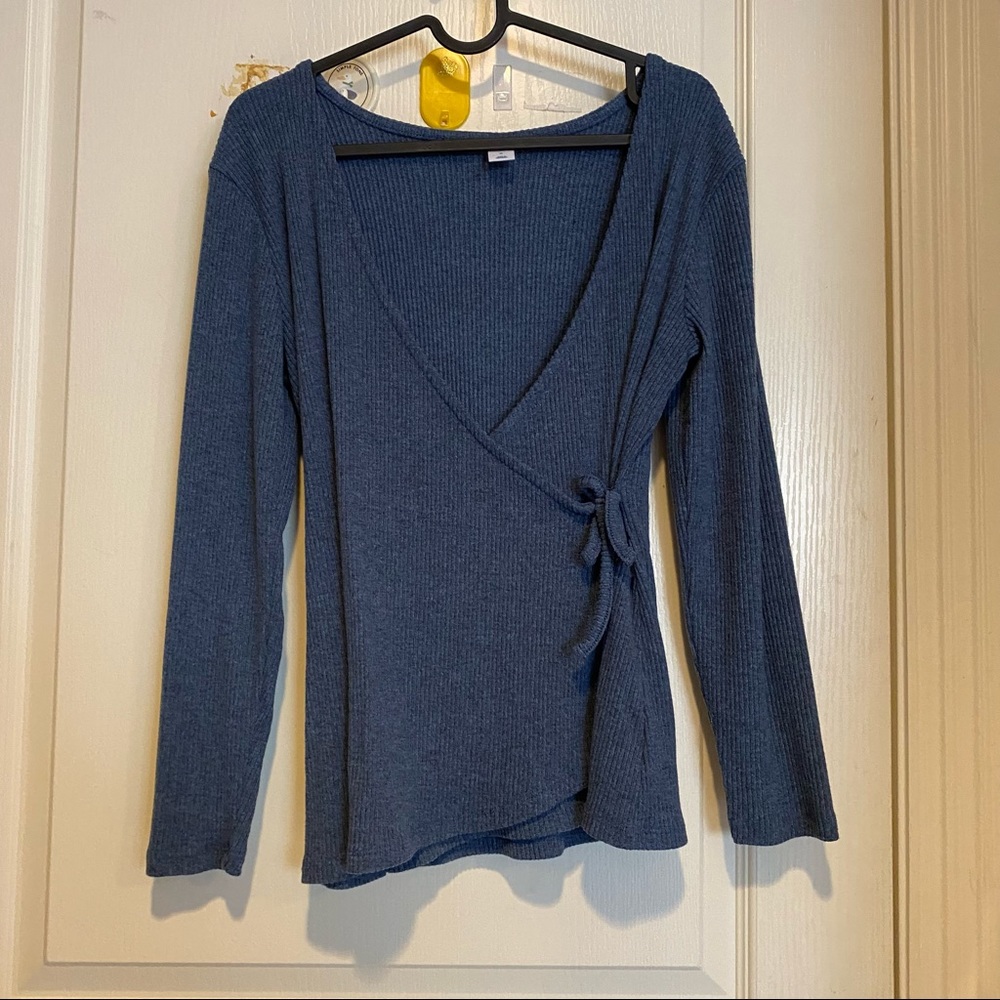 Wrap over sweater shirt